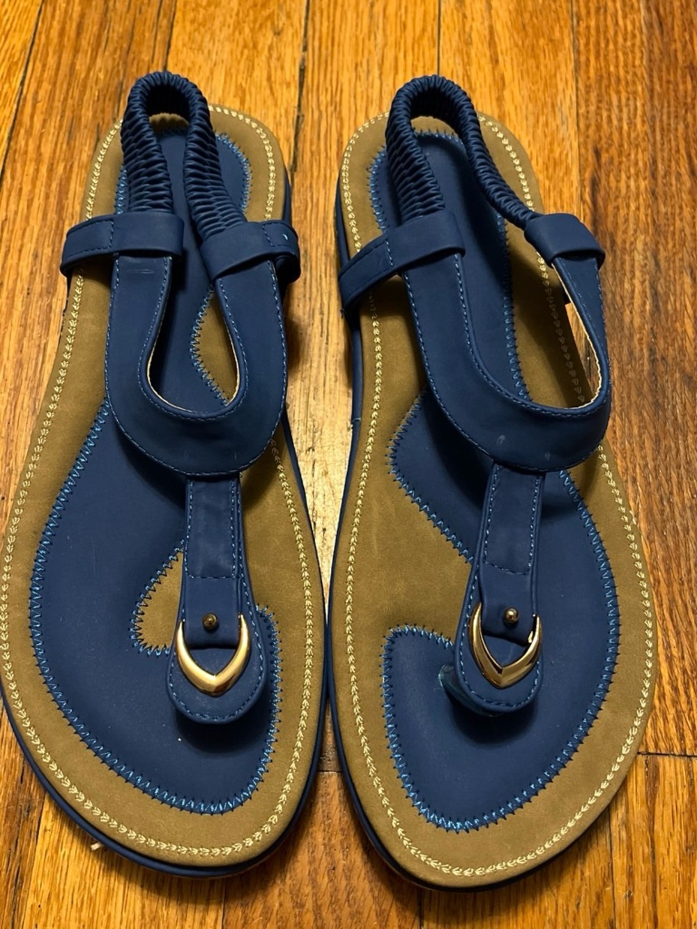 Women's Navy Blue T-Strap Sandals